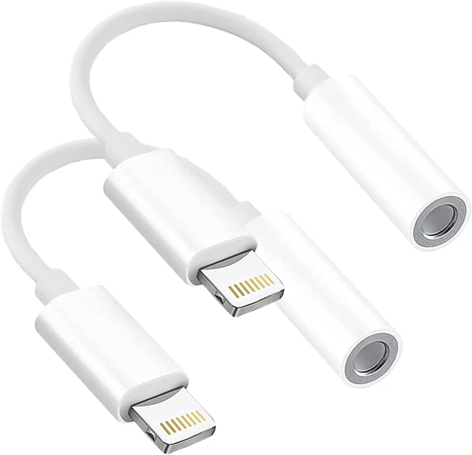 2-Pack MFi-Certified 3.5mm Stereo Headphone/Earphone Jack Audio Aux Adapter Dongle Plug Compatible with iPhone 14,13,12,11 Pro,XR,XS Max,X,8,7,6s Plus