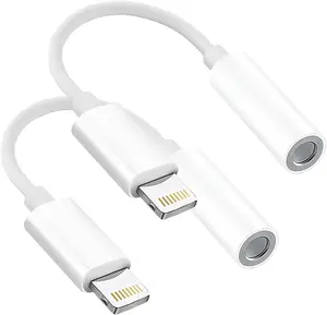 Headphone Adapters, 2 Pack 3.5 mm Headphone/Earphone Jack Audio Aux Adapter Dongle Compatible with  14 13 12 11 Pro XR XS Max X 8 7 6s Plus