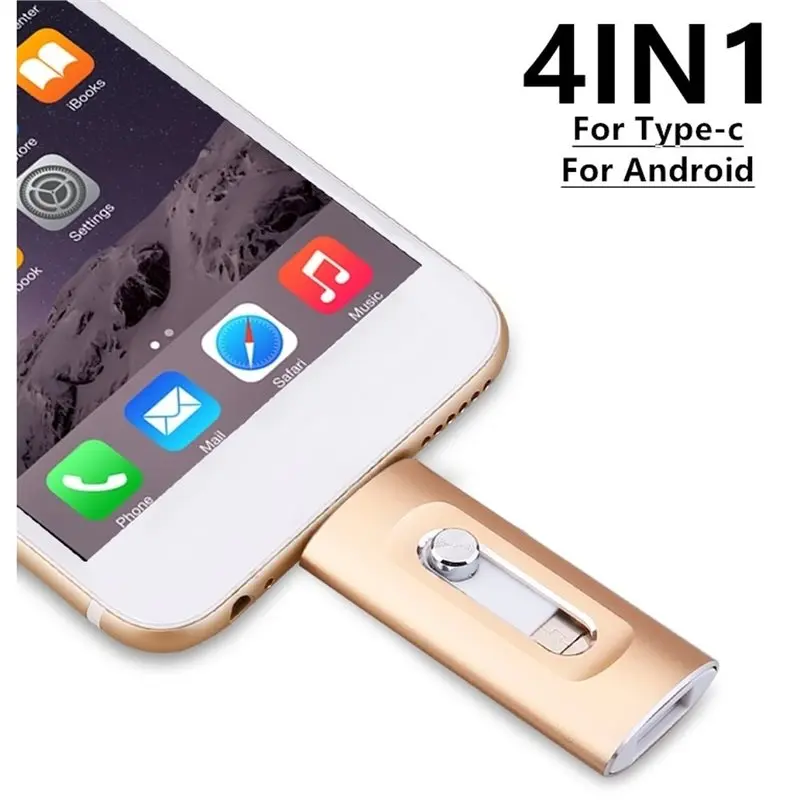 2TB Capacity High-Speed USB Flash Drive & USB-C/Type-C Adapter Combo, Metal Body Multi-Port Storage Device for Phone Users (Android/iOS)