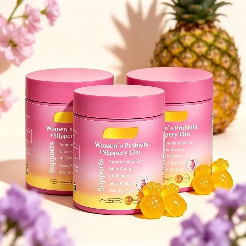 Her Juicy Feminine Probiotics Gummies- Complete Intimate Care Solution with Slippery Elm and Prebiotics&Lactobacillus Probiotic Blend for Women's pH Stability and Moisture Support - Hawaiian Pineapple Gummies 60 Counts