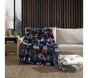 Eddie Bauer Dogs With Scarves Plush Fleece Full/Queen Blanket