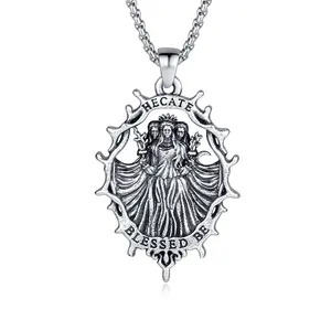 IXLUCK Hecate Pendant Necklace Wicca Amulet Jewelry for Women Men
