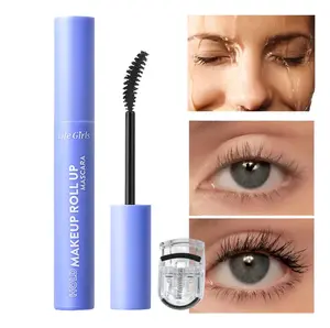 Waterproof Mascara Lash Curler Set - Long Lasting Curling Volumizing Lash Primer, Smudge Proof, Free Mini Eyelash Curler