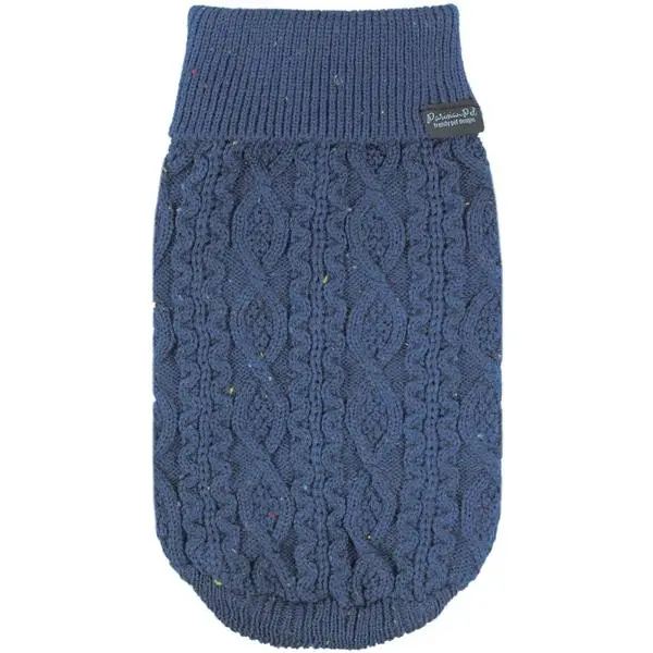 Parisian Pet 'Cable Knit Sweater' - Warm & Stylish Pet Sweater in Navy Blue for Dogs & Cats