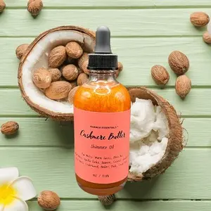 Cashmere Butter Moisturizing Body Shimmer Oil 120ml with Warm Spices Shea Nut Vanilla Tonka Jasmine Coconut Sandalwood Cedarwood Amber Musk Cocoa Butter for Radiant Skin by Karafa Essentials