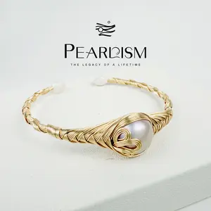 PEARLISM Handmade Edison Pearl Bracelet Gold Wire Wrapped Luxe Dainty Gift For Her-PSBG1803