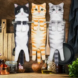 Funny Cat Hand Towels Kitchen Bathroom Hand Towel Quick Dry Soft Absorbent Microfiber Cat Shape Wipe Hands Towel For Cat Lovers Valentine's Day gift Tiktok Shop