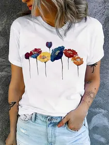 2026 New Arrival Oil Painting Floral Print T-Shirt