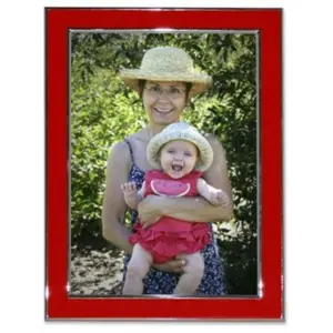 212 MAIN Silver Plated 8x10 Rectangular Metal Build Photo Frame with Red Enamel, Baby & Maternity Decor for Wall