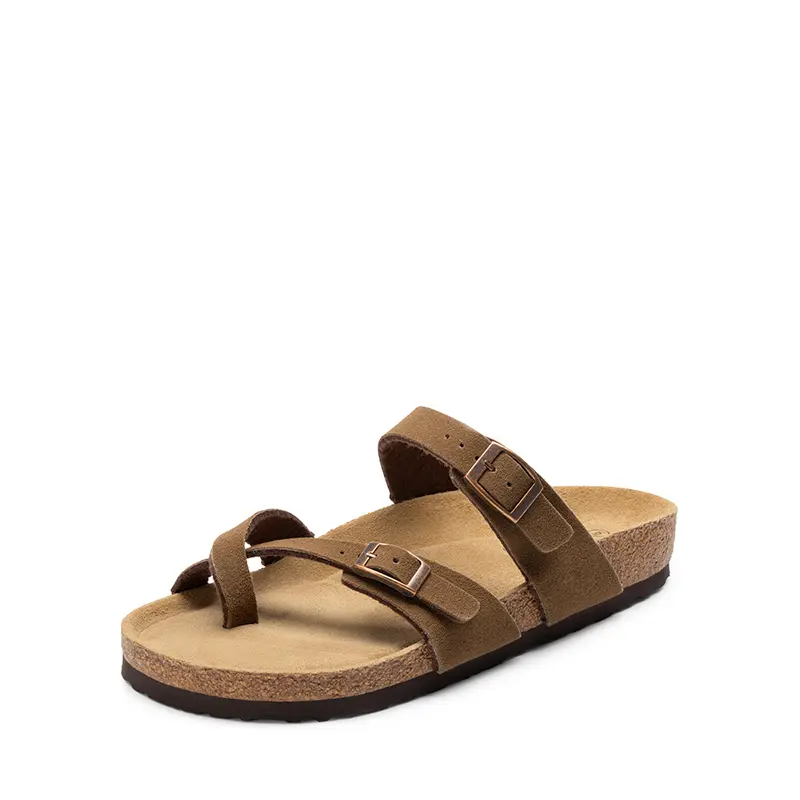 DREAM PAIRS Women's Casual Arch-Support Comfortable Leather Suede Sandals - Adjustable Buckle Strap, Summer Casual Footwear, Casual Sandals