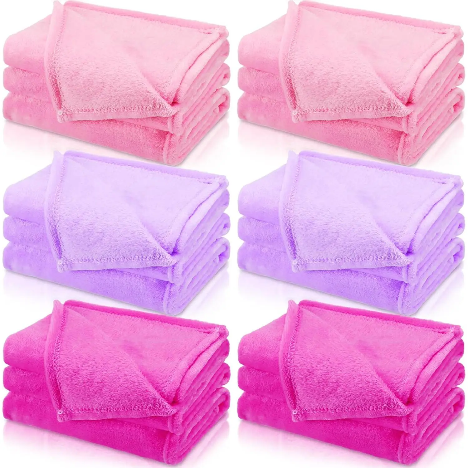 6 count Fleece Sleepover Blankets for Girls Soft Fuzzy Throw Blanket Bulk Warm Flannel for  Slumber Movie Night Wedding(Bright Color,51 x 71 Inch)