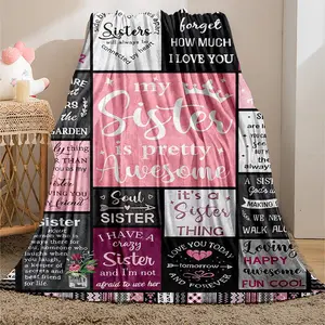 Letter Pattern Blanket with Storage Bag, 1 Count Multifunctional Throw Blanket, Warm Nap Blanket for Home Office Travel, Slogan Print Blanket