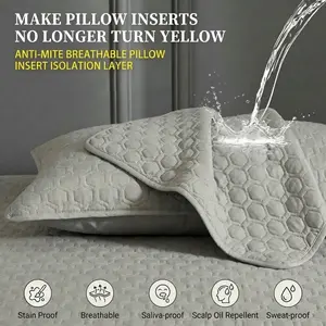 4-Layer Waterproof Pillow Protector - Breathable, Oil & Stain Resistant Pillow Cover, Soft Noiseless Pillow Case for Bed, Machine Washable, Extend Pillow Life, Fits Standard/Queen/King