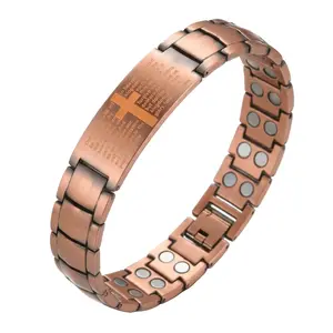 Copper Magnetic Bracelet for Men, Pure Copper Link Bracelet with Embedded Neodymium Magnets, Stylish Magnetic Jewelry for Daily Wear