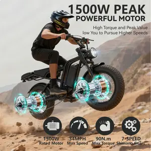 Hieha Adults' 1500W Commuter Ebike - 48V 15.6Ah Battery, 34MPH Speed, 20" Fat Tire All-Terrain Ebikes, Fast Charging, LCD Display, Lightweight Frame, Ideal for Off-Road Rides & Daily Commuting #fathersdaygift