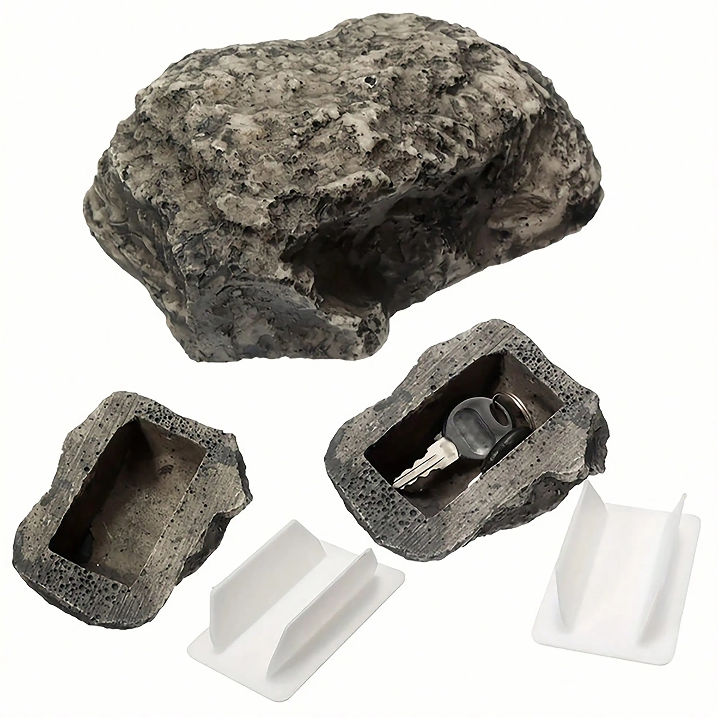 2 Realistic Stone Key Storage Boxes, Resin Stone Shape Hidden Money Box, Secret Stash Container, Decorative Hideaway Organizer, Durable Storage Organizer, Door Storage Box