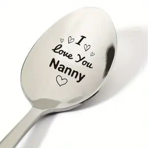 Durable Reflective Stainless Steel Bowl Spoon | Engraved 'I Love You Nanny' with Heart Accents - Ideal Gift for Nannies, Birthday Celebrations & More - Nanny Gifts