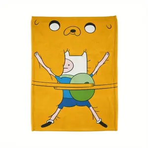 Soft Funny Throw Blanket Adventure Time Blanket with Finn Character | Adventure Time Decorations Home Decor Gifts for Fans