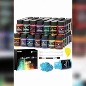 48 Vivid Mica Powder Colors Set with 48 Colors for Crafting and DIY Projects