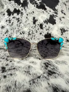 Boujee Babe Turquoise Beaded Sunglasses