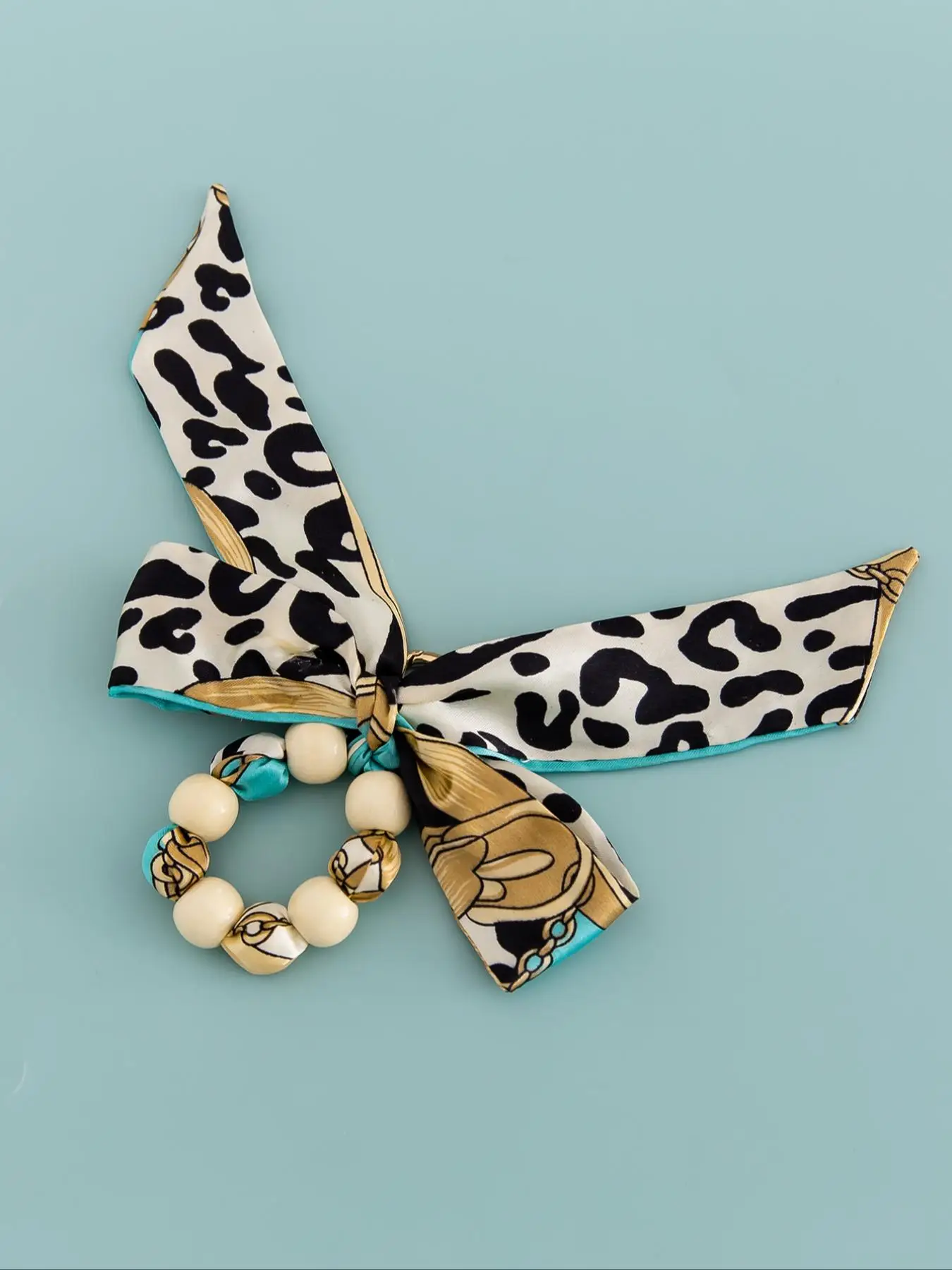 Colorblock All Over Pattern Bow & Beaded Design Bag Charm, Fashionable Bag Decoration for Women & Girls, Casual Trendy Versatile High-quality Bag Char