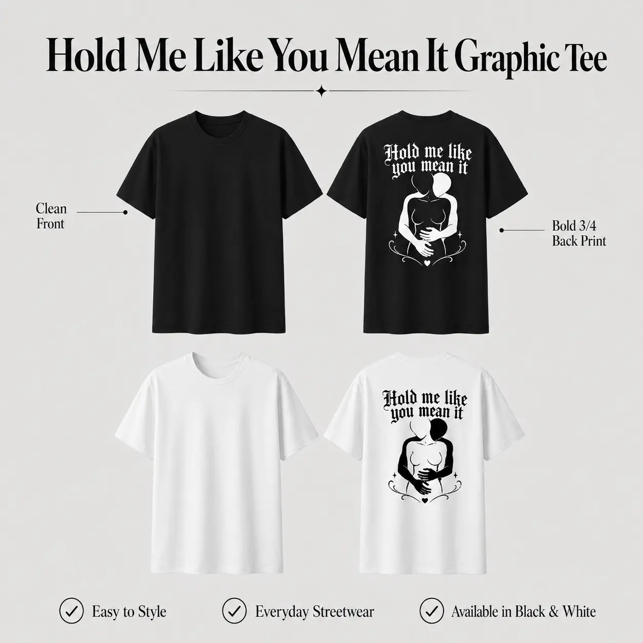 Oversized Gothic Couple Graphic Garment - Menswear Classic Crew Neck Short Sleeve Cargo-Inspired Streetwear Tee, Unisex Statement Back Print Sports Top, Shortsleeve, Tops, Casual, Fabric