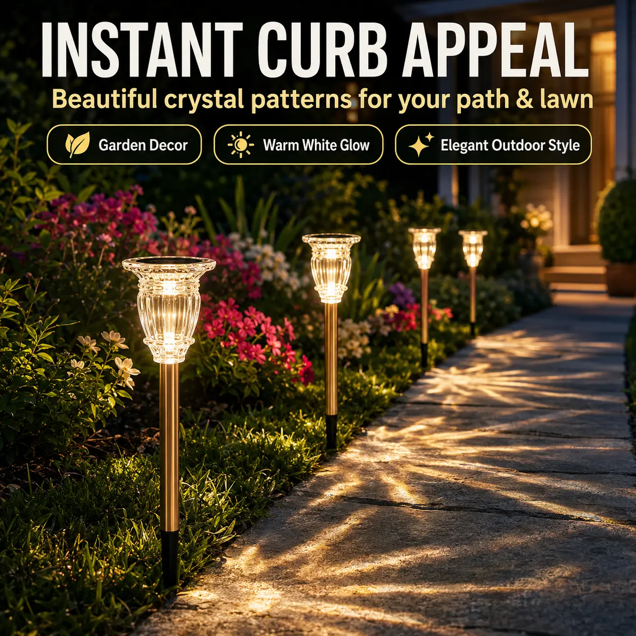 6-Pack Solar Pathway Lights, Color Changing & Warm White, IP65 Waterproof, Auto-Operated, Sunflower Pattern, Outdoor Garden Lights for Walkway, Landscape Decor, Holiday (Halloween, Christmas) Use