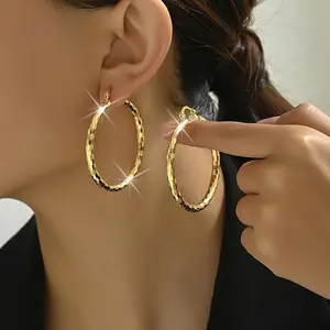 Trendy 18k Golden Plated Copper Hoop Earrings for Women - New Years Gift, Christmas Gift, Valentine's Day Gift, Creative Party Wear
