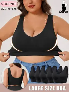 【Plus Size】 Women's Super Soft Seamless Supportive Bra,Comfortable & Breathable Simple Basic Bra Vest, No Padding,Lady Lingerie Casual Underwear Top,Perfect For Daily Wear,All Seasons, Everyday, Fit