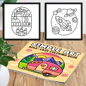 Simple Art Coloring Book for Adult Students and Teens, 20 Page Treatment Art Book, Soft Cover, Encourages Bold Creativity, Home Entertainment