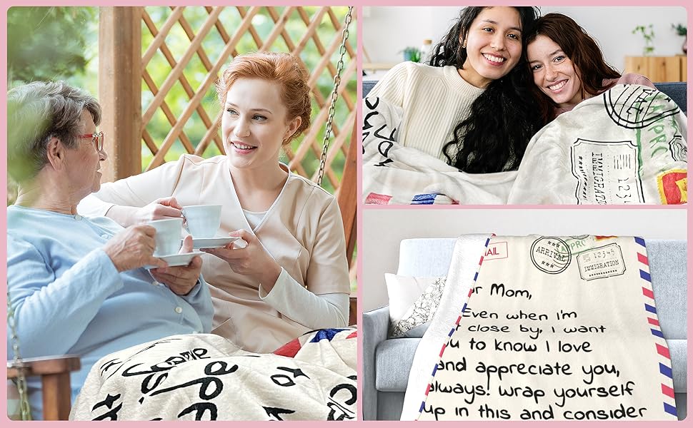 "To My Dearest Mom" Airmail-Style Hug Blanket | A Heartfelt Birthday and Mother's Day Gift for the Mom Who "Has Everything"