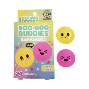 (Happy Faces) Boo Boo Buddies Kids Adhesive Bandages, Kids Self-Adhesive Sterile Bandages Pack for Toddler Girls & Boys, Adults First Aid, Protect Scrapes and Cuts | 24 Pcs