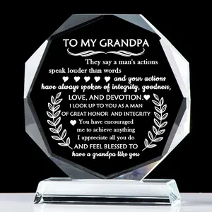 Gifts for Grandpa Birthday, to My Grandpa Christmas Glass Keepsake Plaque,  Presents for Grandfather from Grandkids