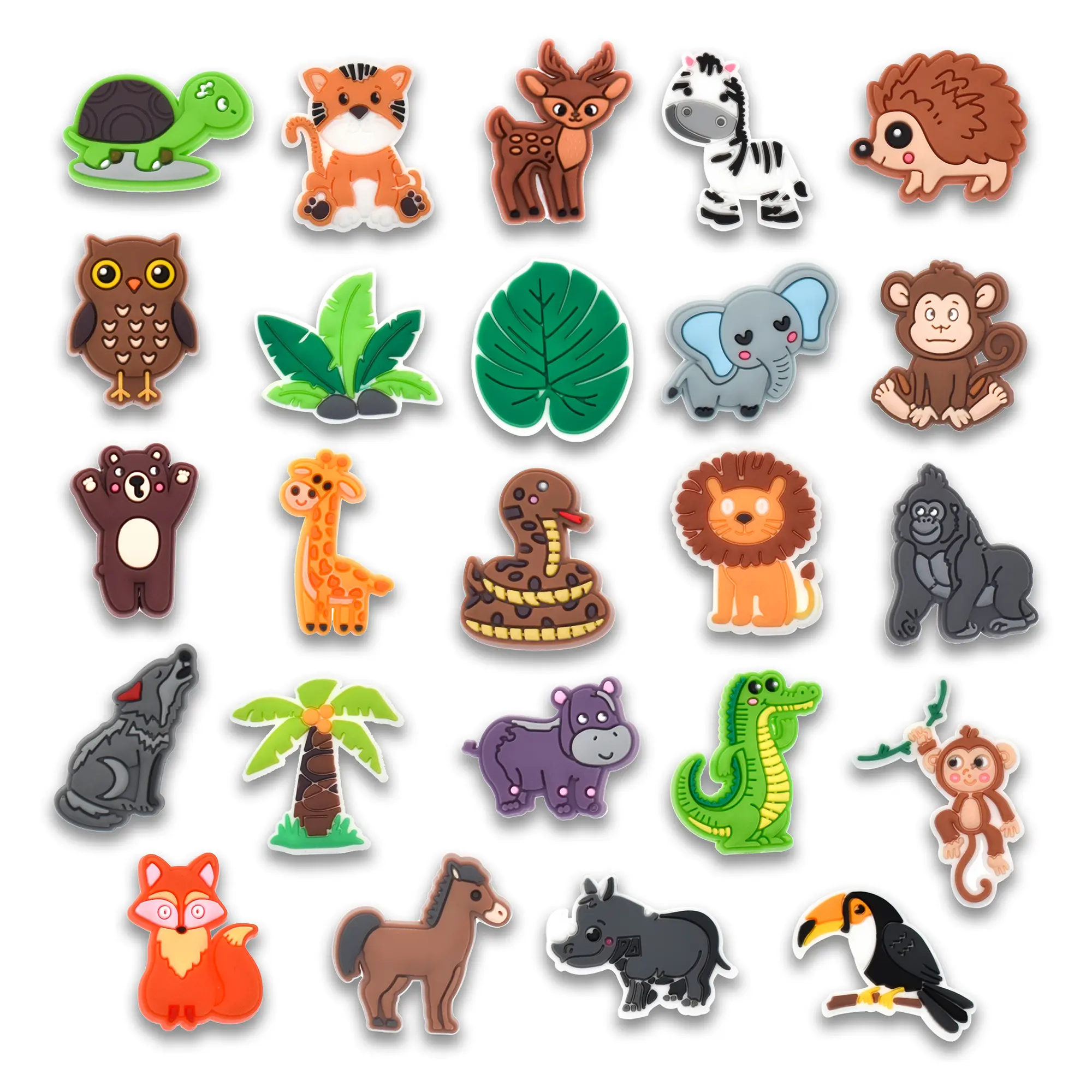 Animal Zoo Croc Charms 24PCS PVC Clog Pins Accessories Party Favors Birthday Gifts Holidays Decoration for Boys Women Girls