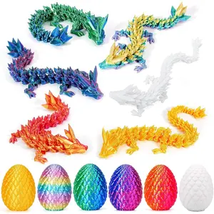 6 Pcs 3D Printed Dragon Eggs with Dragon Inside, Mini Dragon Egg Fidget Toy 3D Articulated Crystal Dragon Eggs, Easter Basket Stuffers 3D Printed Easter Eggs Animals Toy Set (Multicolor-6pcs)