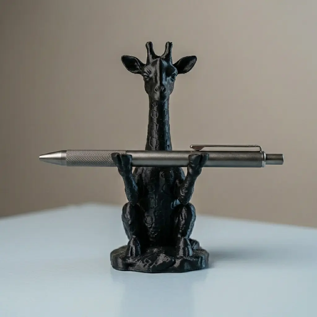 Black 4-Inch Cool Giraffe Pen Holder for Friends and Family - Perfect Desk Gift