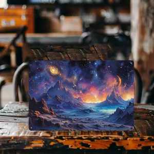 CosmicLandscapeAluminumMetalPlate-WeatherResistantSpace-ThemedDecorwithPlanets,Stars,andGalaxiesforClassroom,Home,Garden,HolidayParty