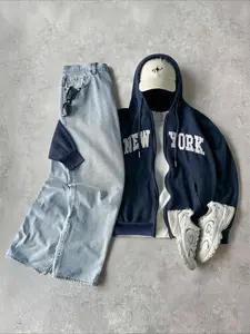 Men's Open Front Hooded Sweatshirt with Letter Print, Casual Long Sleeve Pullover for Daily Wear, Comfortable Fleece Lined Jacket