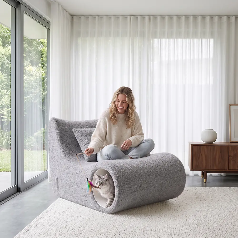 Compressed sofa chair for adults, no assembly required, boneless cloud couch, soft sherpa teddy fleece foam-filled single seater, cozy lounge accent chair for living room, bedroom, apartment, modern reading chair with built-in pet nook