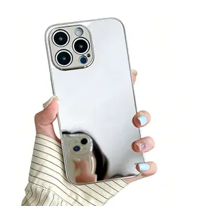 Luxury Mirror Phone Case for iPhone 16 15 14 13 12 11 Pro ProMax Plus, Silver Plated Back, Full Camera Protection, Shockproof Anti-Drop, Cute Stylish Cover for Girls, Perfect Holiday Gift, Limited Time Flash Sale