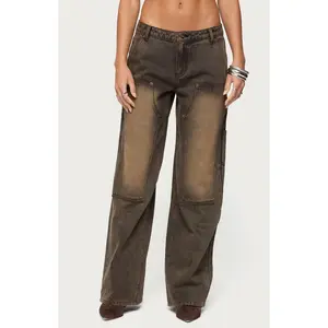 Edikted Women's Ayla Low Rise Carpenter Jeans