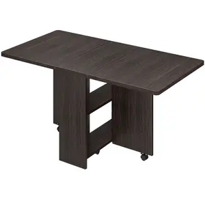 Dark Brown Space Saving Folding Dining Table with 2 Tier Storage-Extendable Drop Leaf Farmhouse Wood Kitchen Dining Room Tables Set for 4 (Dark Walnut, 50.1" D x 31.4" W x 29.5" H)