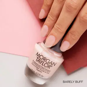 Morgan Taylor Barely Buff - Palest Pink Creme, Professional Lacquer, Vibrant, Chip-Resistant, Fast-Drying, Long-Lasting, High-Shine, Perfect for Manicures & Pedicure, 15mL.