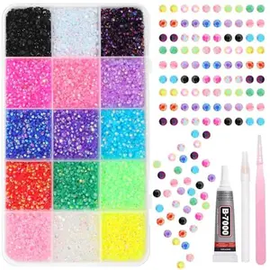 15000Pcs Rhinestones for Bedazzling, 3mm Bedazzler Kit with Flatback Rhinestones, Multicolor Flatback Resin Jelly Gems for Crafting Book Crafts Clothing Shoes Fabric Nail Art Makeup