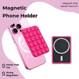 Silicone Magnetic Phone Holder Hands-Free Strong Magnetic Stand for iPhones & Android Phones Ideal for Selfies Videos，makeup phone grip octo cup buddy porta celular Suction Vehicles