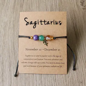Sagittarius Zodiac Hand-Woven Crystal Bead Bracelet Symbolizing Adventure & Optimism for November 22 - December 21 Unique Astrological Accessory