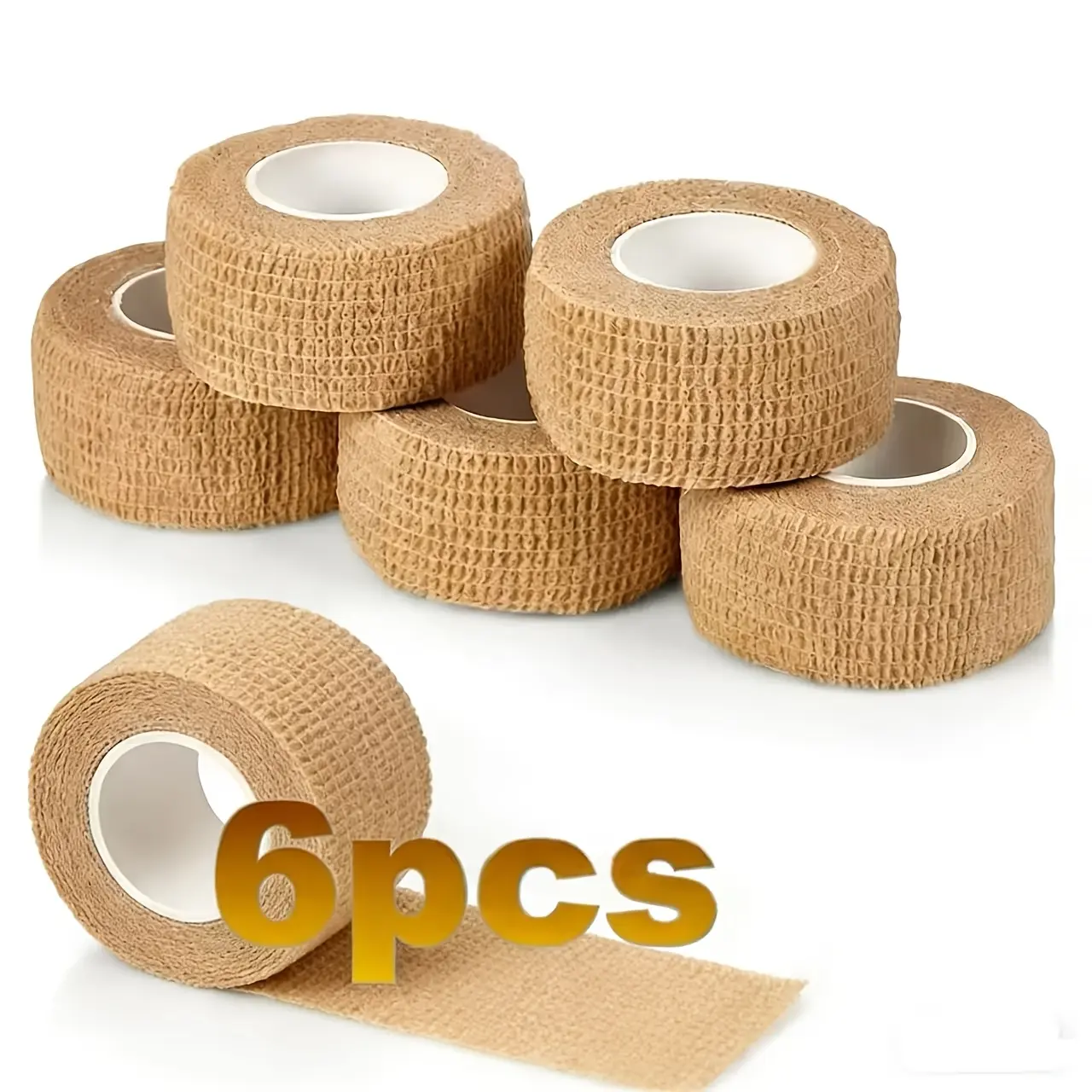 Self-Adhesive Toe Protectors, 6 Pack Elastic Nonwoven Fabric Tape Rolls for Friction Prevention, Breathable Blister Guard for Sports, High Heels, and Home Use - Beige & White, Nonwovens, Prevent Friction