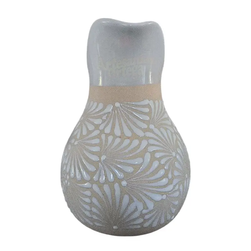 Clay Jug With 6 Cups Jarra De Engobe Con 6 Vasos Featuring Unique Floral Design and Ceramic Craftsmanship  Drinkware Handmade Mexican
