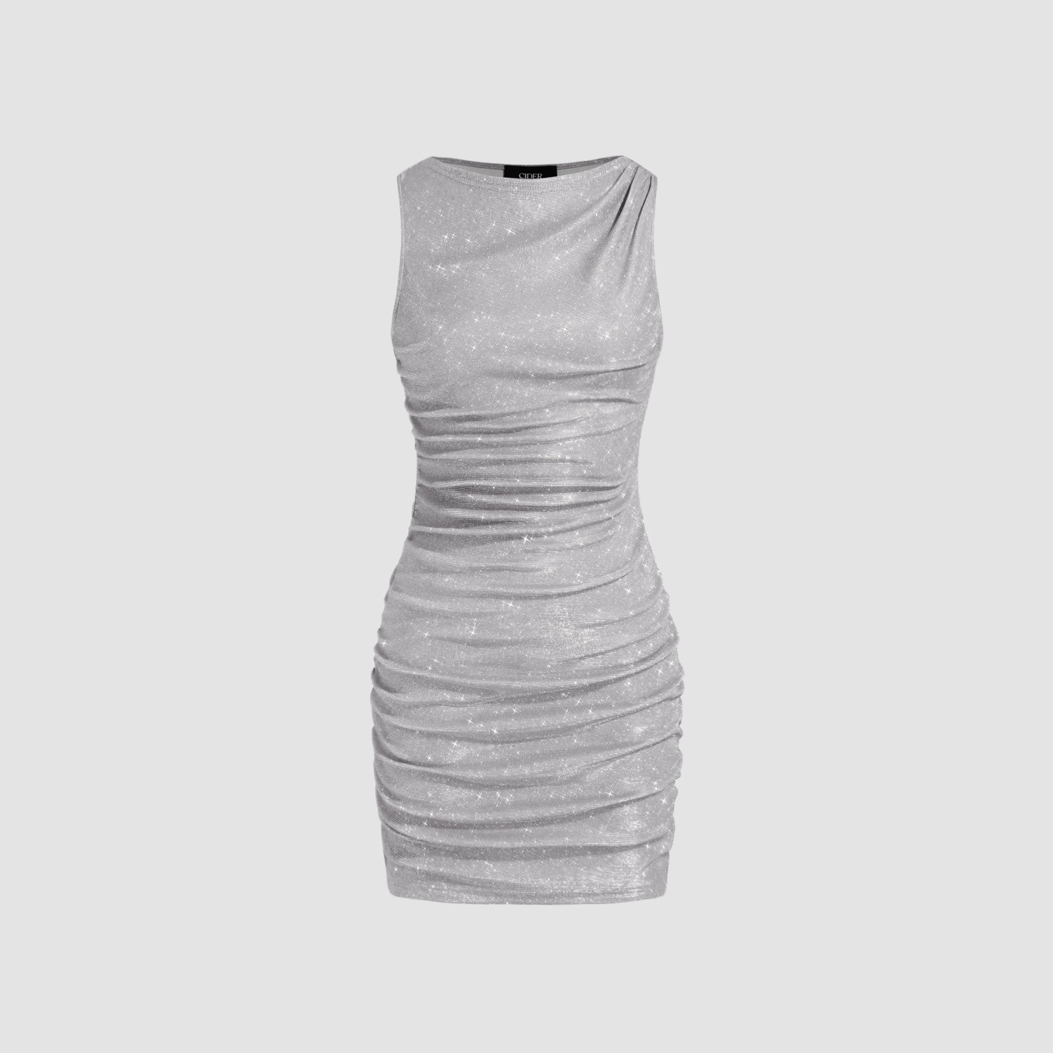 Cider [1 colors, Size 0-10] Star Glitter Ruched Mini Dress SohoChic