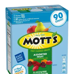 Mott's Assorted Fruit Flavored Snacks, 0.8 oz., 90 pk. Candy Sweet Dessert Bonbon Vitamin Artificial